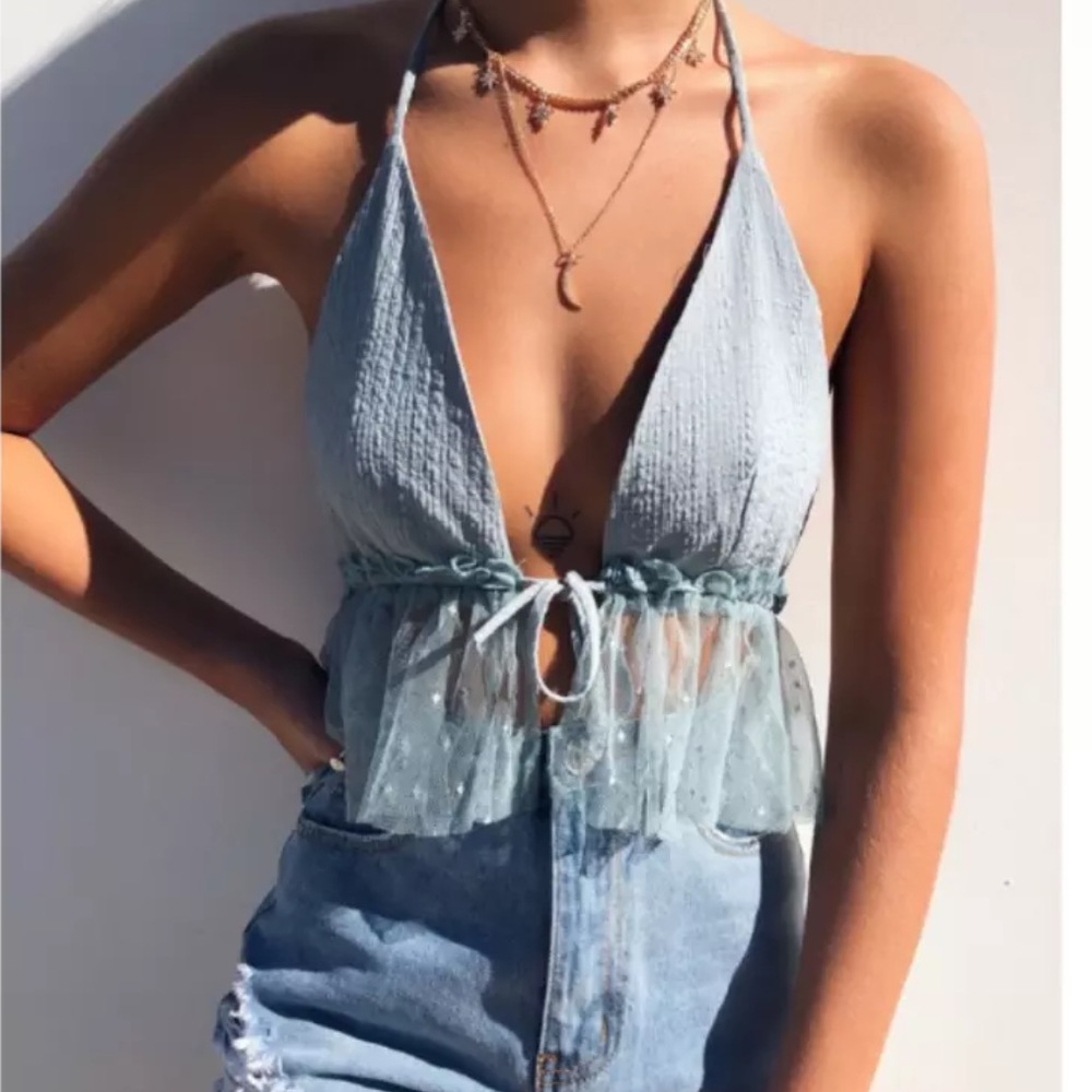 Blue crop top